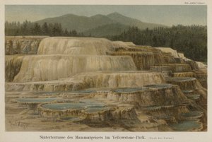Kalksinterterrassen bei den Mammoth Hot Springs im Yellowstone-Nationalpark, Wyoming von German School