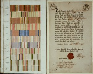 Kampfbänder und Dienstaufzeichnungen eines Soldaten der königlich-preußischen Armee, 1778 von German School