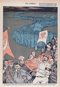 Karikatur des Todes von Felix Dzherzhinsky, Gründer und Direktor der CHEKA