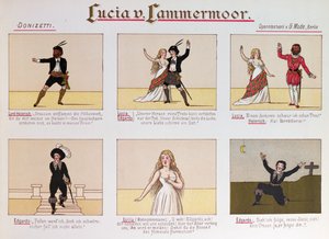 Karikatur, die sich über die Oper Lucia di Lammermoor von Donizetti lustig macht