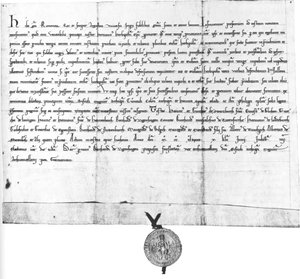 Charta von Heinrich Raspe, Landgraf von Thüringen und deutscher Gegenkönig, für Bischof Hermann von Würzburg von German School