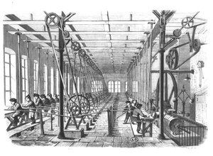 Kinderarbeiter in der Papierfabrik in Aschaffenburg, Deutschland, 1858