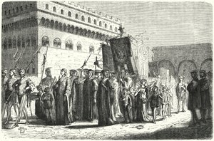 Kinderprozession in Florenz unter der Herrschaft von Girolamo Savonarola von German School