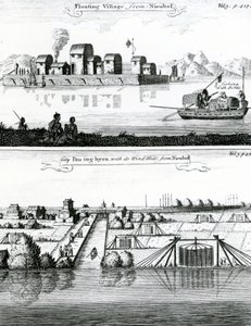 Chinesisches schwimmendes Dorf, 17. Jahrhundert von German School