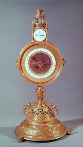 Uhr in Form einer Monstranz, gehörte dem Kardinal de Granvelle, Augsburg, 1564 (vergoldetes Kupfer)