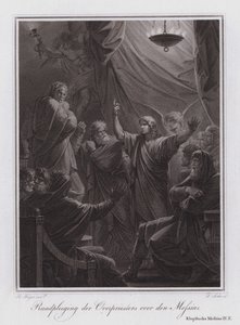 Beratung des Hohepriesters über den Messias (Gravur) von German School
