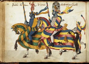 Wettkämpfer, ausgerüstet für ein Turnier, ca. 1640 (Feder und Tinte, Aquarell und Waschungen) von German School