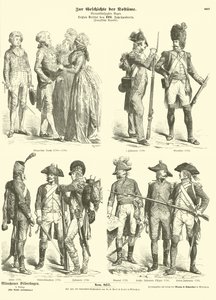 Kostüme und Militäruniformen der Republik Frankreich, 1790er Jahre von German School