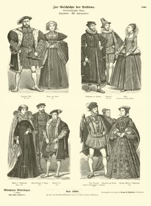 Kostüme des englischen und schottischen Königshauses und Adels, 16. Jahrhundert von German School