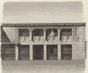 Hof eines antiken griechischen Hauses in Zentralsyrien. Illustration für Bilder-Atlas (Stich) von German School