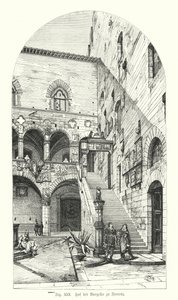 Hof des Bargello, Florenz, Italien (Gravur) von German School