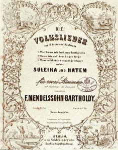 Titelblatt der Partitur für Drei Volkslieder von Felix Mendelssohn
