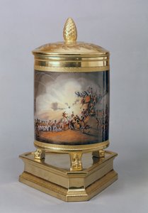Bedeckter Topf, der den Sturm auf Ciudad Rodrigo darstellt, aus dem Preußischen Tafelservice, Berlin, 1816-19 von German School