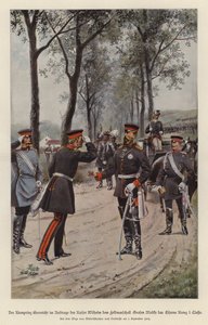 Kronprinz Friedrich von Deutschland verleiht Feldmarschall Helmuth von Moltke das Eiserne Kreuz im Namen seines Vaters, Kaiser Wilhelm I. von German School