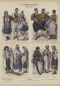 Dalmatinische Kostüme, Ende des 19. Jahrhunderts (farbiger Stich) von German School