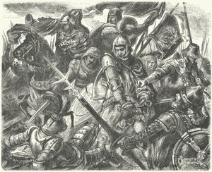 Tod von Peter von Kastilien durch die Hand von Heinrich von Trastamara von German School