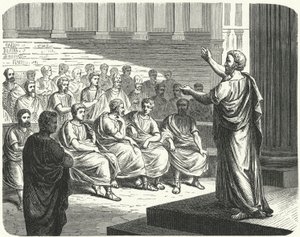 Demosthenes spricht gegen Philipp II. von Makedonien von German School