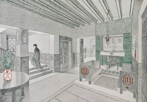 Entwurf für eine Wohnhalle von Valentin Mink, 1906 von German School