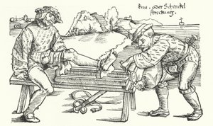 Gerät zum Richten eines verletzten Beins (Gravur) von German School