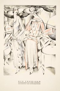 "Die Terrasse" Anzeige für Sommerkleider von Martha Lowenthal, aus Styl, veröffentlicht 1922