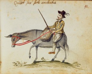 Mann reitet auf einem Maultier, aus dem Album Amicorum, von Moyses Walens, Köln von German School