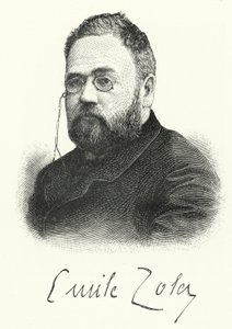 Emile Zola, französischer Romanautor und Dramatiker (Lithografie) von German School