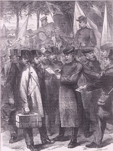 Englische Bewohner verlassen Paris, Cassells Geschichte des Krieges zwischen Frankreich und Deutschland, veröffentlicht von Cassell and Company Limited, ca. 1890 (Lithografie)