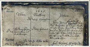 Eintrag der Taufe von Händel aus dem Kirchenregister der Marktkirche, Halle, Deutschland, 1685 von German School