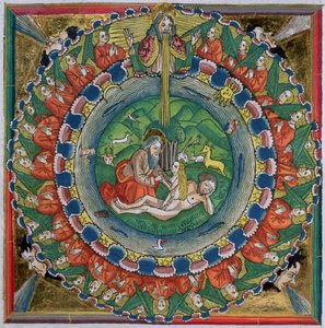 Faksimile-Kopie von Genesis 2:22 Gott erschuf Eva, aus der Nürnberger Bibel (Biblia Sacra Germanaica)