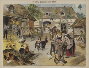 Bauernhof (Farblitho) von German School