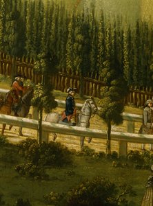 Friedrich der Große zu Pferd in der Maulbeerallee bei Sanssouci, 1770 von German School