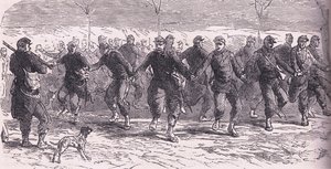 Französische Soldaten tanzen im Lager, Cassells Geschichte des Krieges zwischen Frankreich und Deutschland, veröffentlicht von Cassell and Company Limited, ca. 1890 von German School