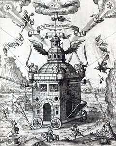 Frontispiz des Collegium Fama Fraternitatis von Theophilus Schweighardt, 1618