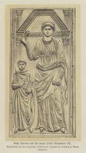 Galla Placidia, Tochter des römischen Kaisers Theodosius I., und ihr Sohn, Valentinian III. von German School