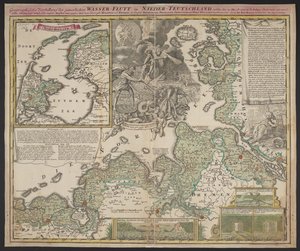 Geografische Darstellung der elenden Wasserflut in Niedergermany, die am 25. Dezember 1717 stattfand, ca. 1718