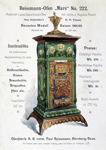 Deutsche Werbung für einen Jugendstil-Kessel, Ende 19. Jahrhundert