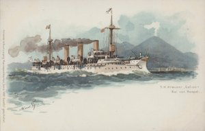 Deutscher Kreuzer Gefion in der Bucht von Neapel, Italien von German School