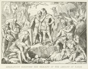 Germanicus entdeckt die Überreste der Legionen des Varus von German School
