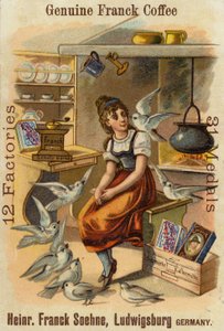 Mädchen mit Tauben, Werbung für echten Franck Kaffee von German School