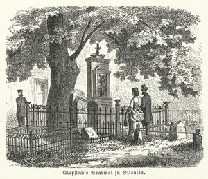 Grab des deutschen Dichters Friedrich Gottlieb Klopstock, Ottensen, Hamburg (Stich) von German School