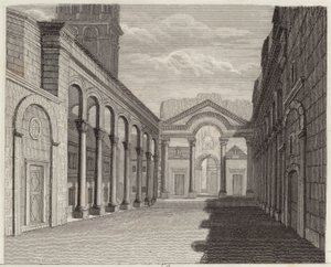 Halle des Palastes des römischen Kaisers Diokletian, Spalato (Split, Kroatien). Illustration für Bilder-Atlas von German School