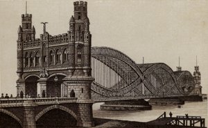 Hamburg: Neue Elbbrücke (Lithografie) von German School
