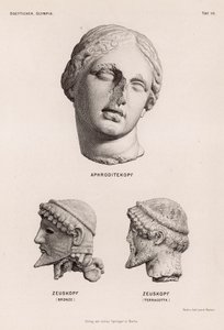 Köpfe von Aphrodite und Zeus aus Olympia, Griechenland von German School