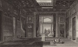 Innenraum eines römischen Hauses in Pompeji. Illustration für Bilder-Atlas von German School