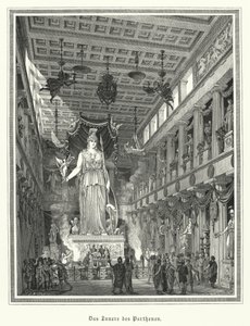 Innenraum des Parthenon, Athen, mit der kolossalen Statue der griechischen Göttin Athena von German School