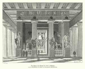 Innenraum des Tempels des Zeus in Olympia, Antikes Griechenland von German School