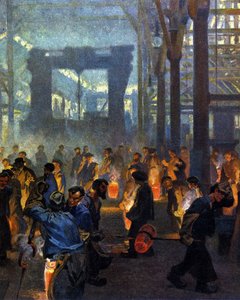 Innenansicht einer Metallurgie-Fabrik im Jahr 1908. Nach Jugend von German School