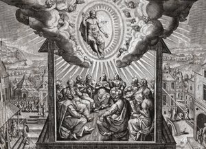 Jesus Christus und die Apostel. (Gravur) von German School