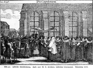 Jüdische Hochzeitsprozession von Georg Puschner aus Kirchners Jüdisches Ceremoniel, 1726 von German School
