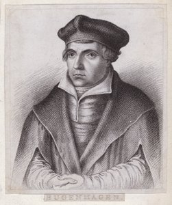 Johannes Bugenhagen (Doctor Pomeranus), deutscher Priester und Theologe, der die protestantische Reformation nach Pommern und Dänemark brachte (Stich) von German School